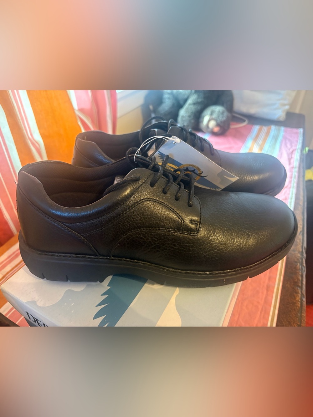Deer Stags Black Leather Lace-Up Oxford